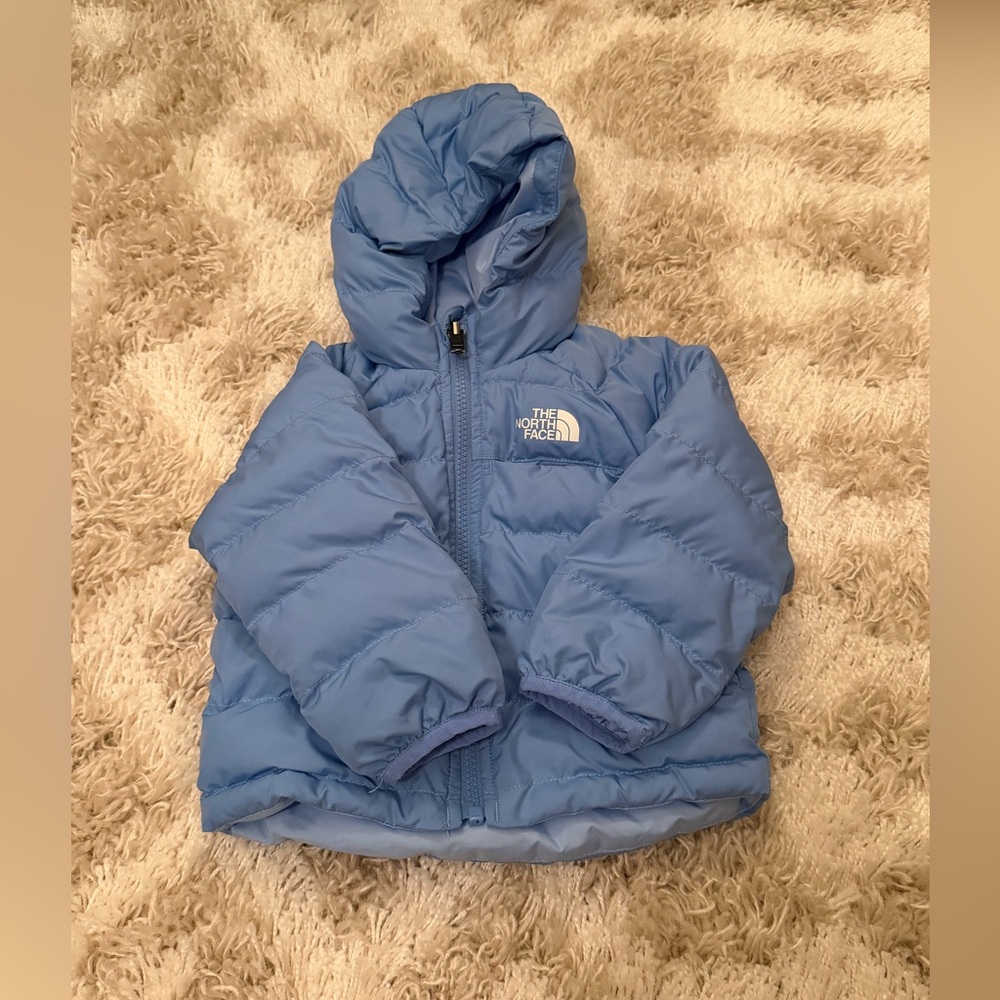 The North Face Baby Reversible Perrito Hooded Jacket Blue Size 6-12 Months